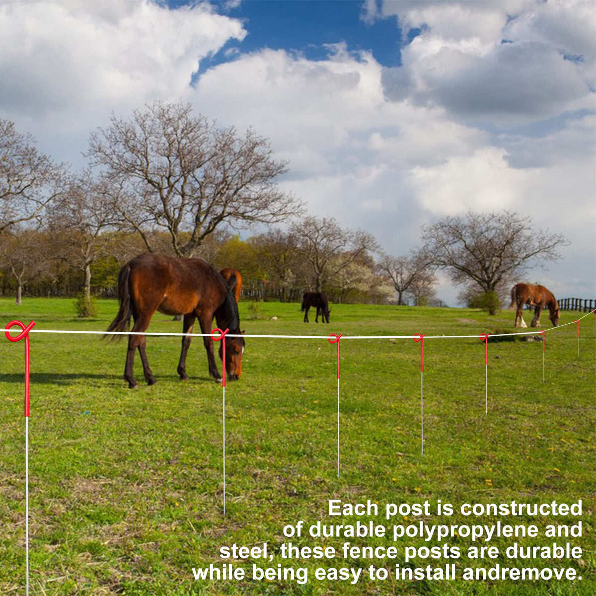 LARNORJE 41in pig tail post ground penetration demonstrates solid anchoring in soil