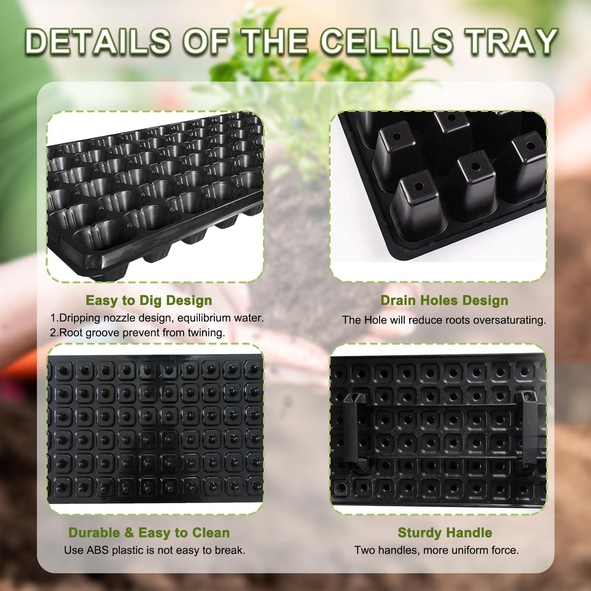 LARNORJE 72-hole soil dibber creates uniform planting holes quickly