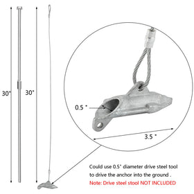 LARNORJE earth anchor with 30-inch cable for strong ground hold