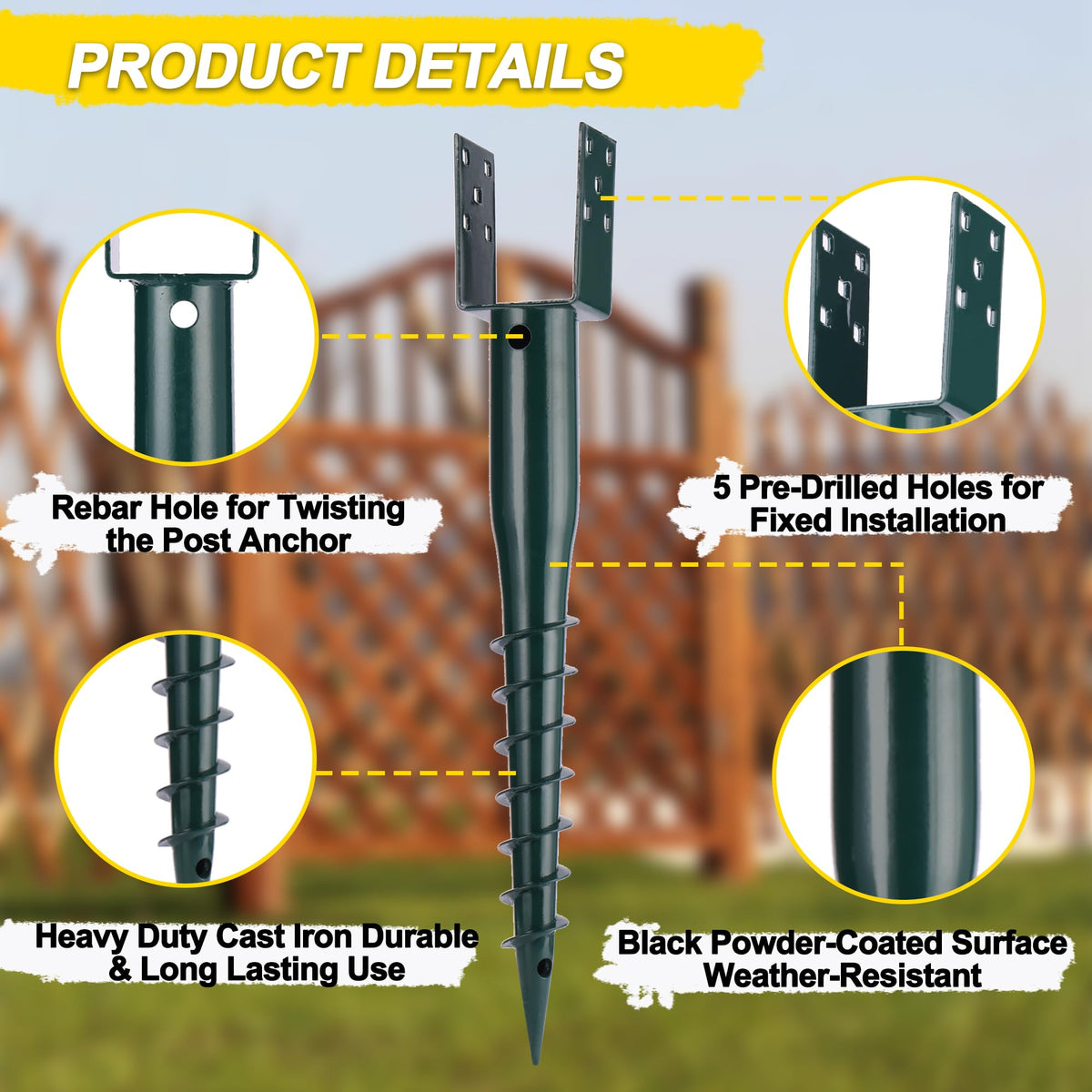 LARNORJE easy installation guide showing twist-in anchoring and post mounting
