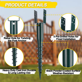 LARNORJE easy installation guide showing twist-in anchoring and post mounting
