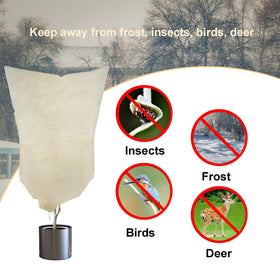 LARNORJE frost blanket keeps pots warm during cold nights without blocking sunlight.