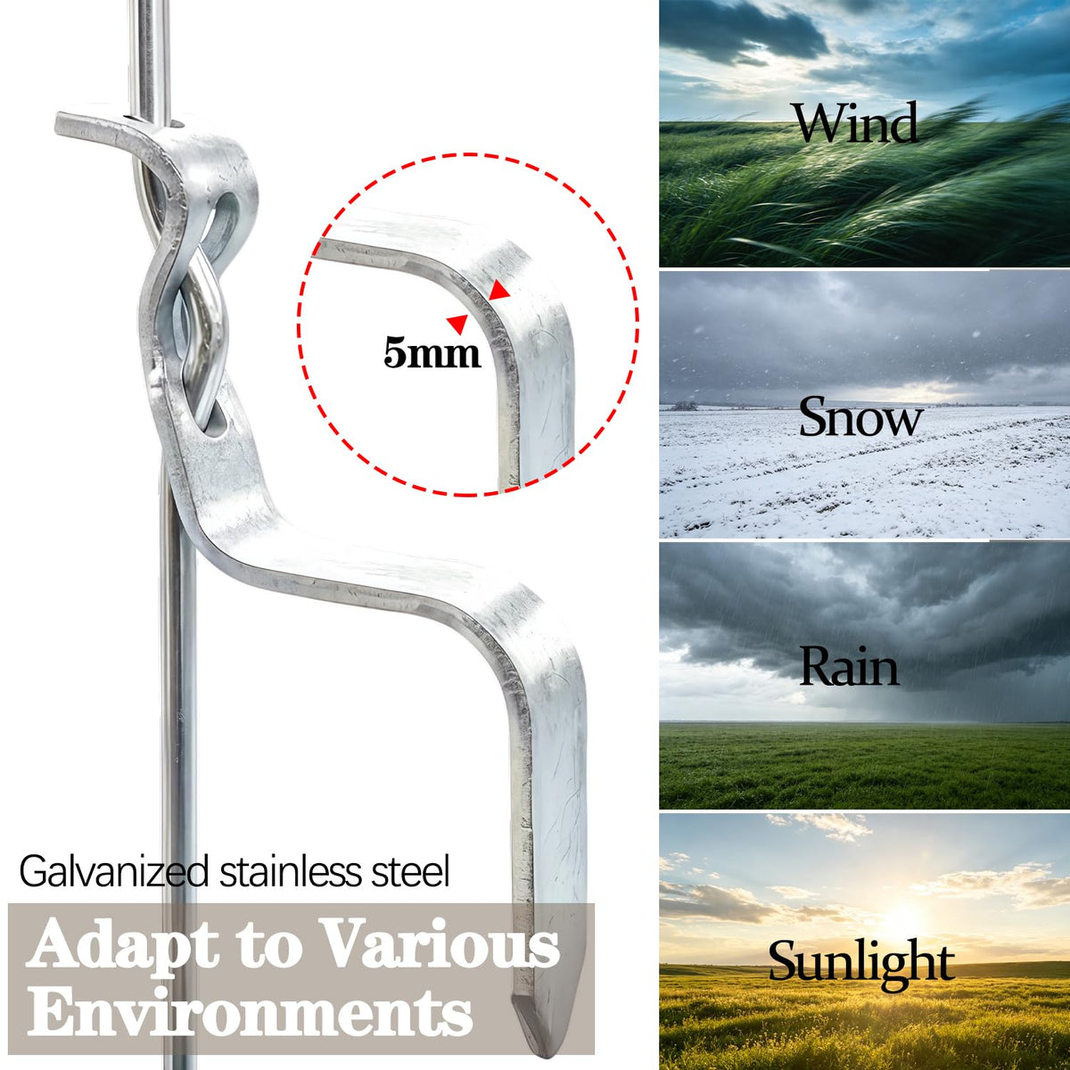 LARNORJE pig tail post galvanized steel surface emphasizes durability in harsh weather