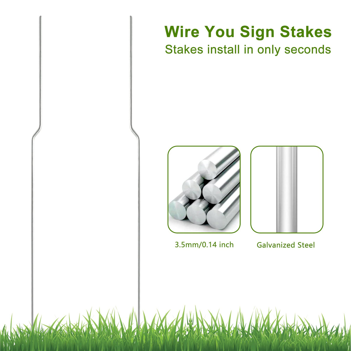 LARREEDE galvanized steel yard sign stake 14 in for rust resistance.