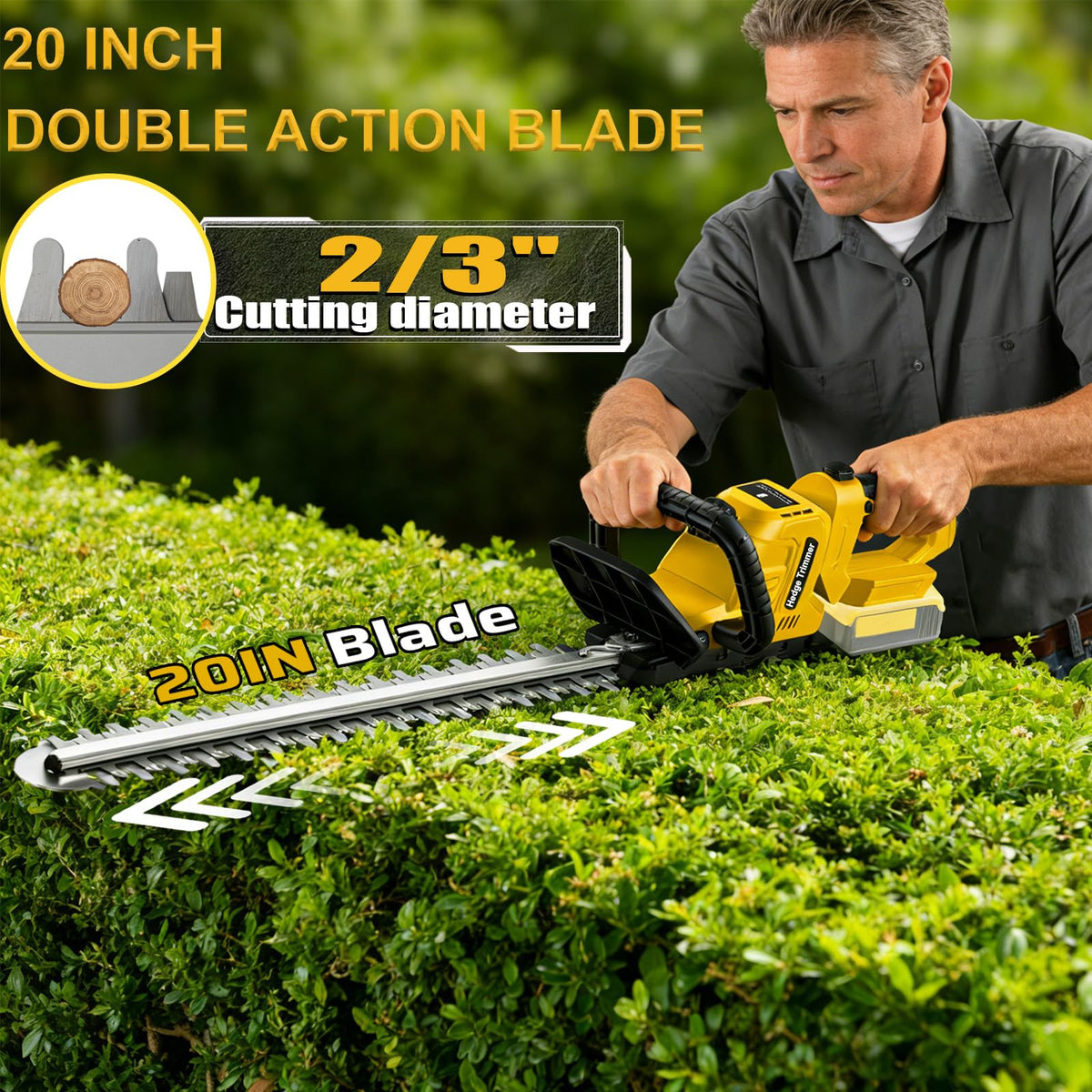 LARYICTU 20-inch blade close-up for clean, smooth cuts.