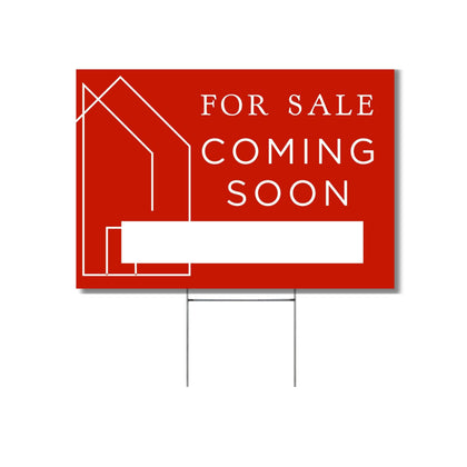 Lashicorn coming soon sign 12x17 red double-sided for high curb visibility
