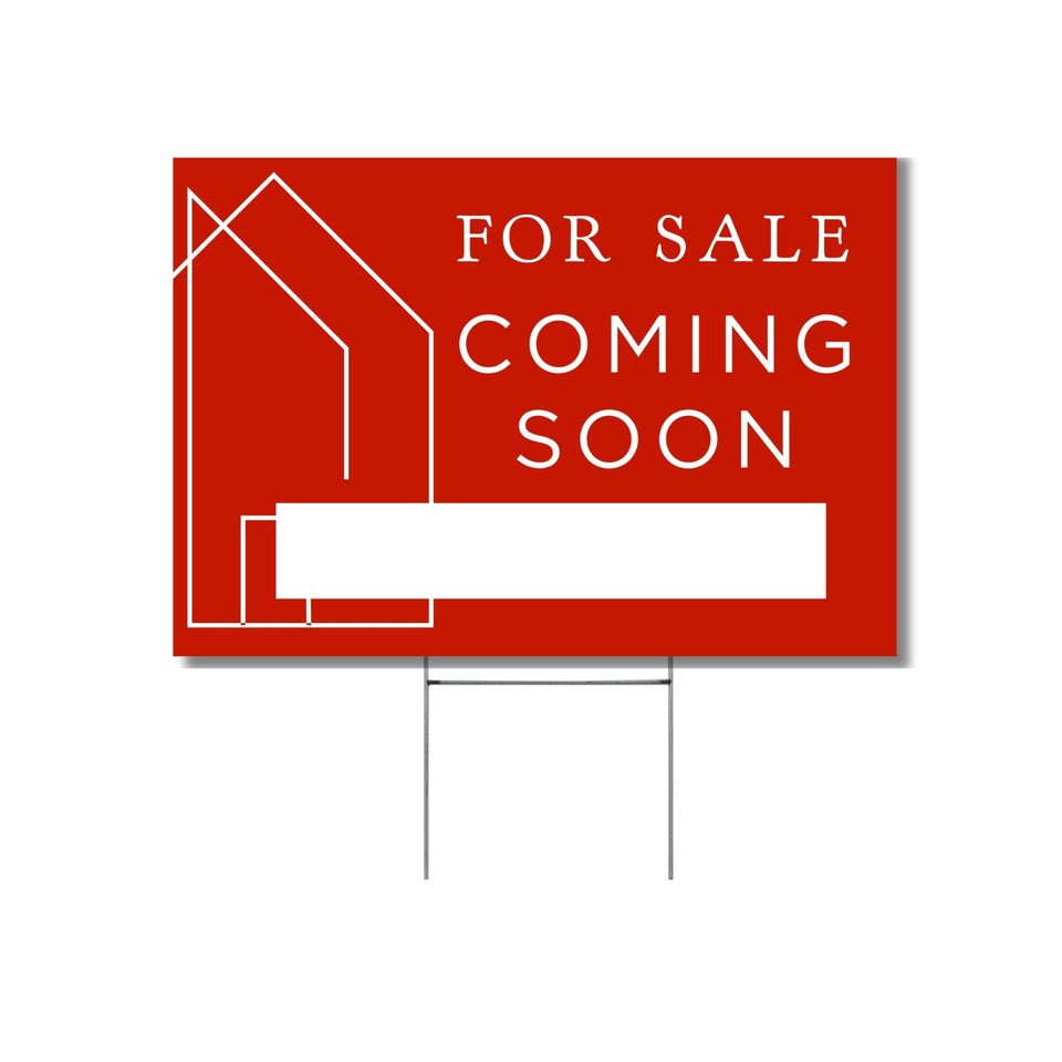Lashicorn coming soon sign 12x17 red double-sided for high curb visibility