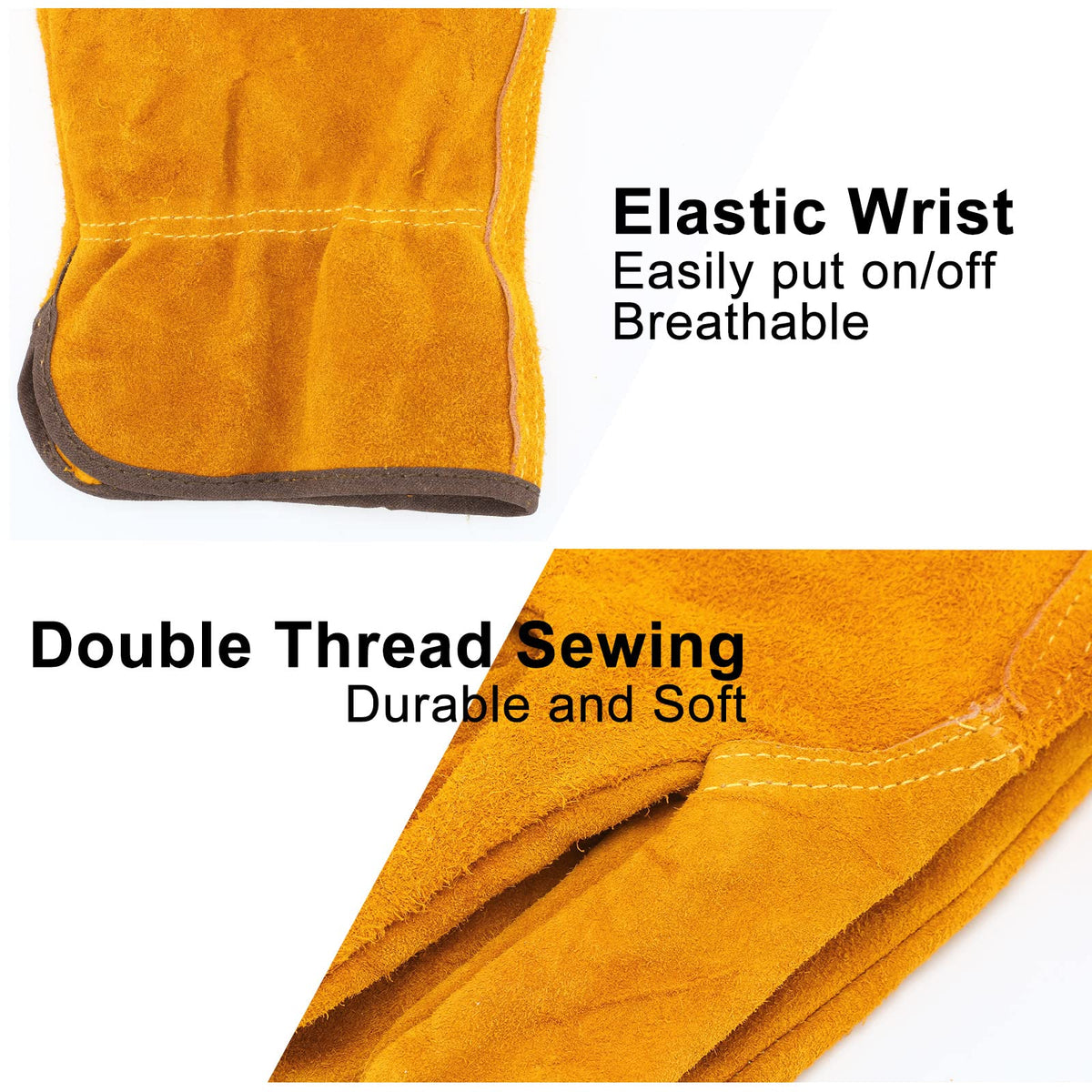 Lasnten cowhide leather gloves durable for gardening and construction