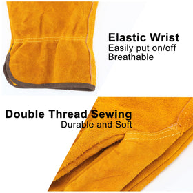 Lasnten cowhide leather gloves durable for gardening and construction