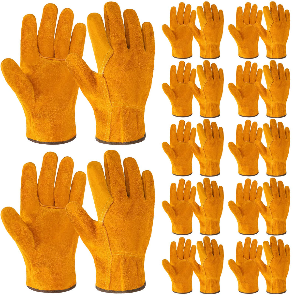Lasnten leather work gloves 12-pair pack for durable everyday tasks