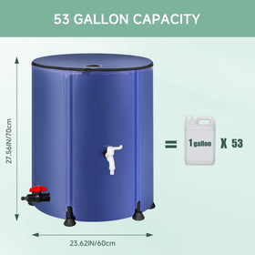 Laspeiraux rain barrel spigot kit installed for irrigation