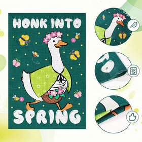 Lasuroa flax garden flag with spring bouquet for outdoor use