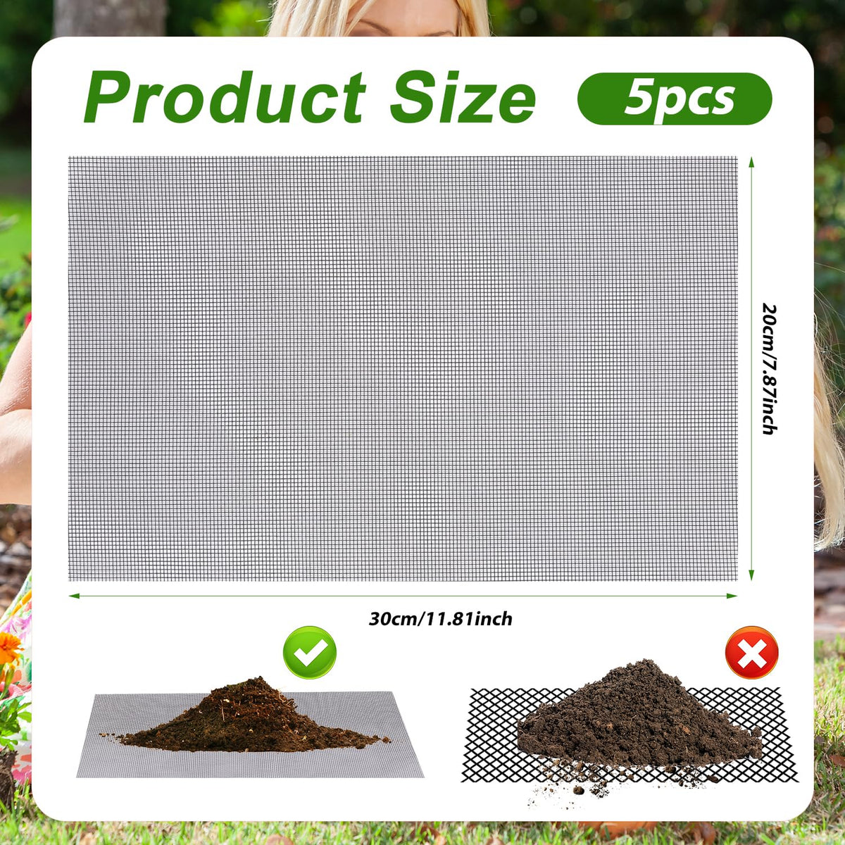 Lasuroa flower pot mesh pad shown from bottom view for secure soil retention.