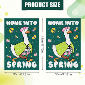 Lasuroa goose flag with green clothes and butterflies, enhances garden view