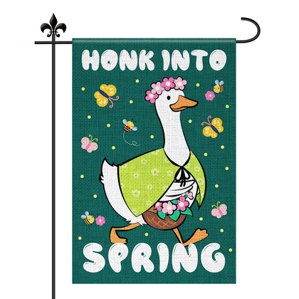 Lasuroa Honk Into Spring goose flag, double-sided design, bright yard decor