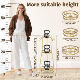 LASZOLA 3-tier gold plant stand assembly step view highlighting easy setup