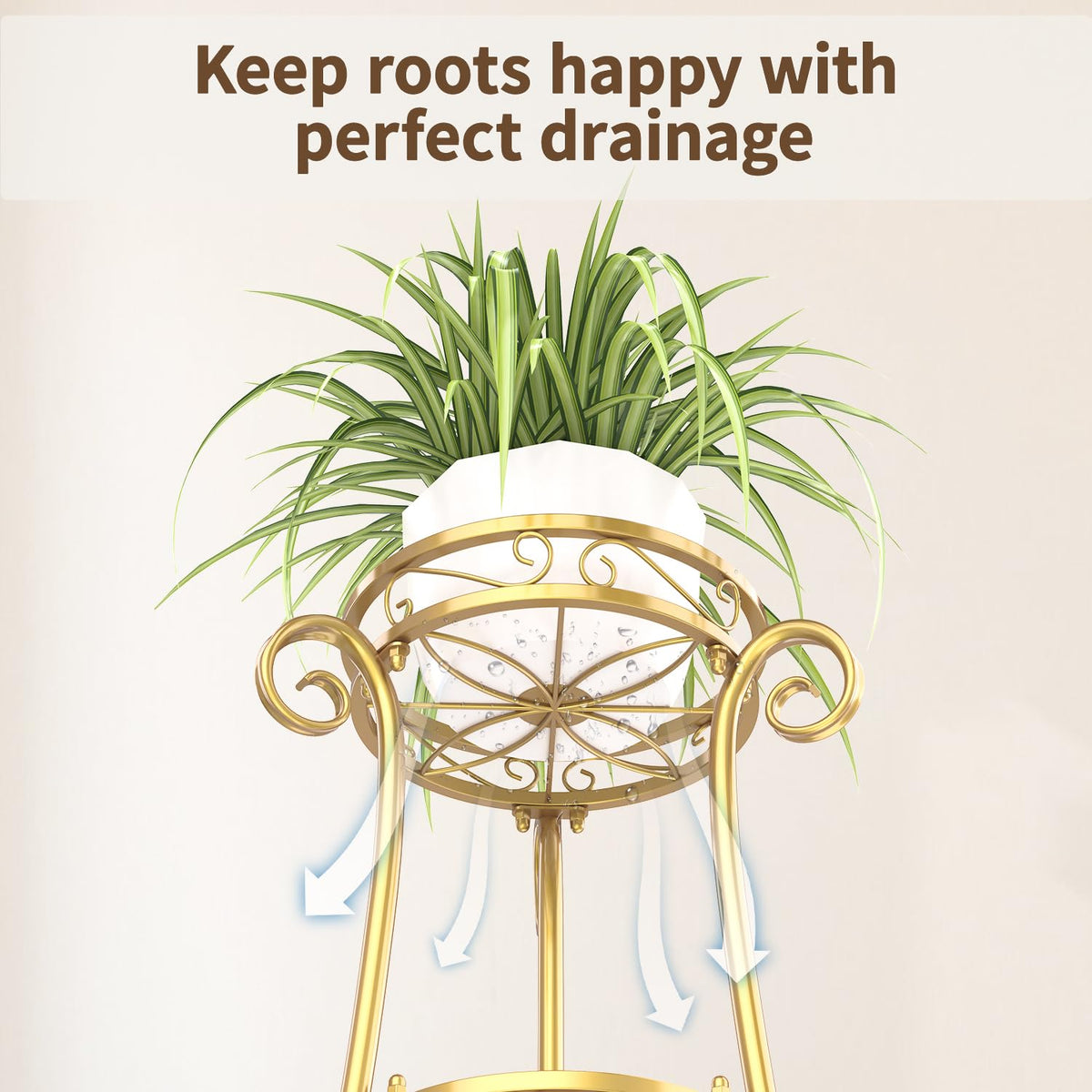 LASZOLA 3-tier gold plant stand patio setting with weatherproof coating