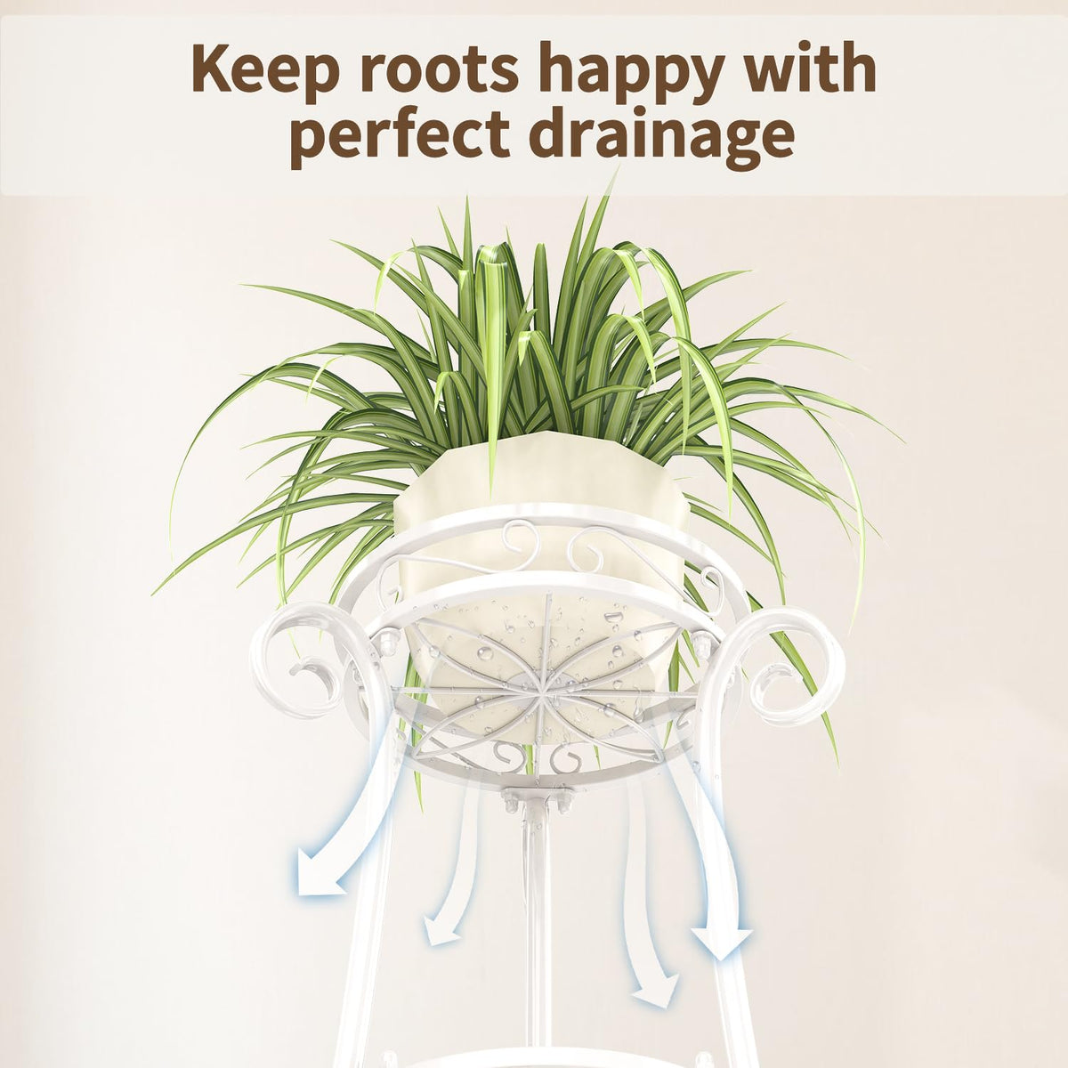 LASZOLA 3-tier plant stand decorative railings enhance home decor