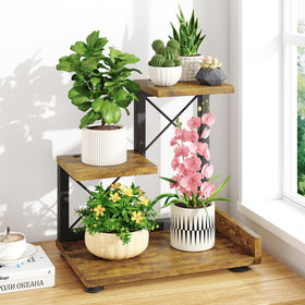 LASZOLA 3-tier plant stand front view shows compact corner design for desks.