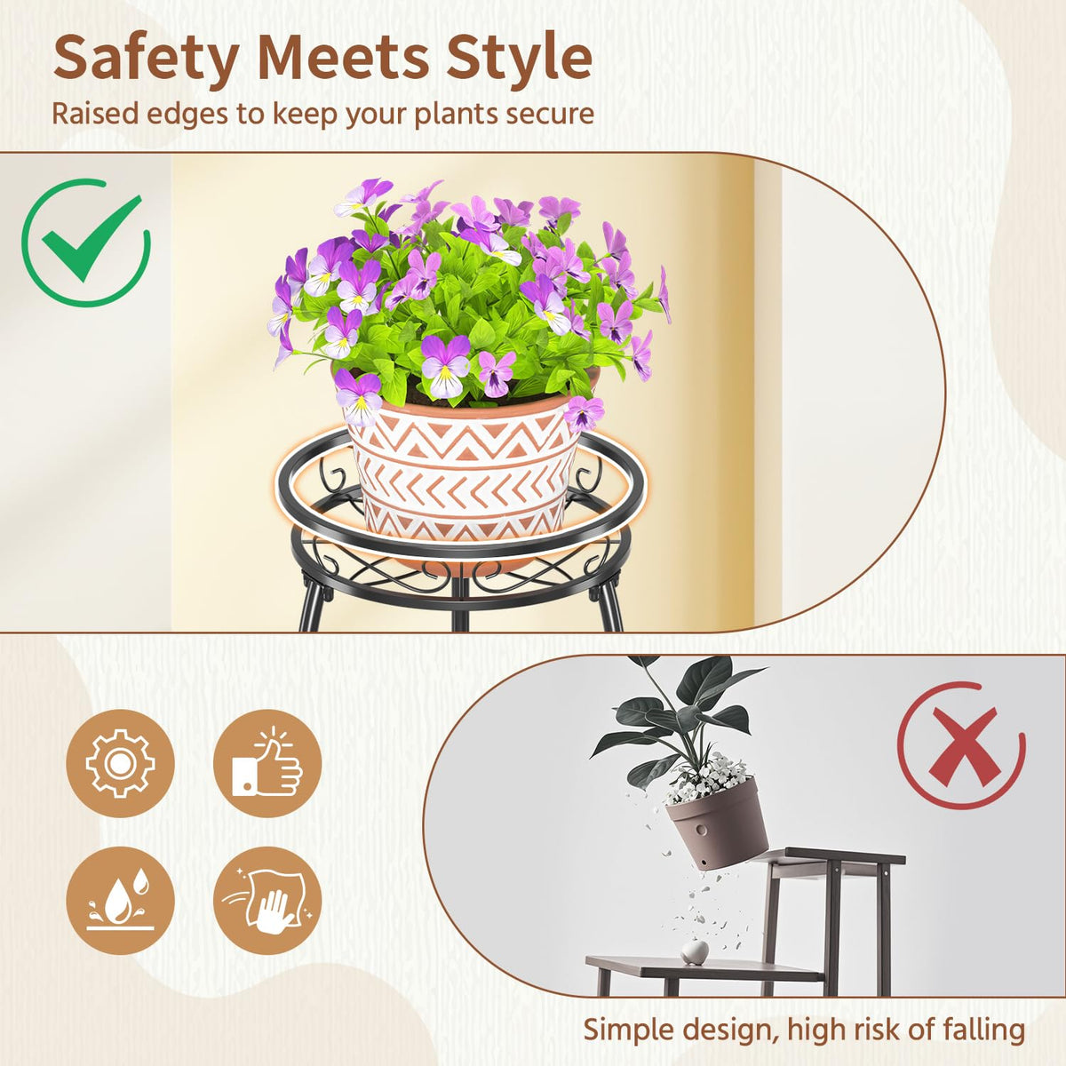 LASZOLA 34-inch height elevates plants for sunlight and visibility.