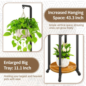 LASZOLA Black 2-Tier Plant Stand with sturdy legs for heavy planters