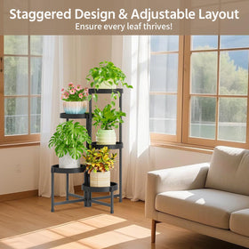 LASZOLA black-modern plant stand complements living rooms and balconies.