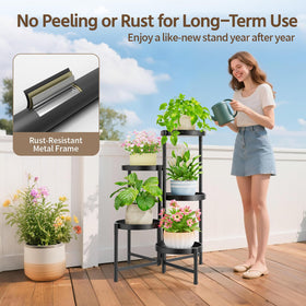 LASZOLA indoor-outdoor plant rack suitable for patio, balcony, or living room.