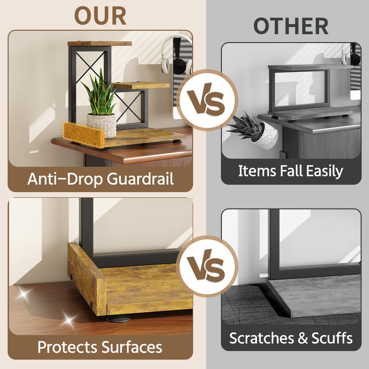 LASZOLA padded feet protect furniture on smooth or uneven surfaces.