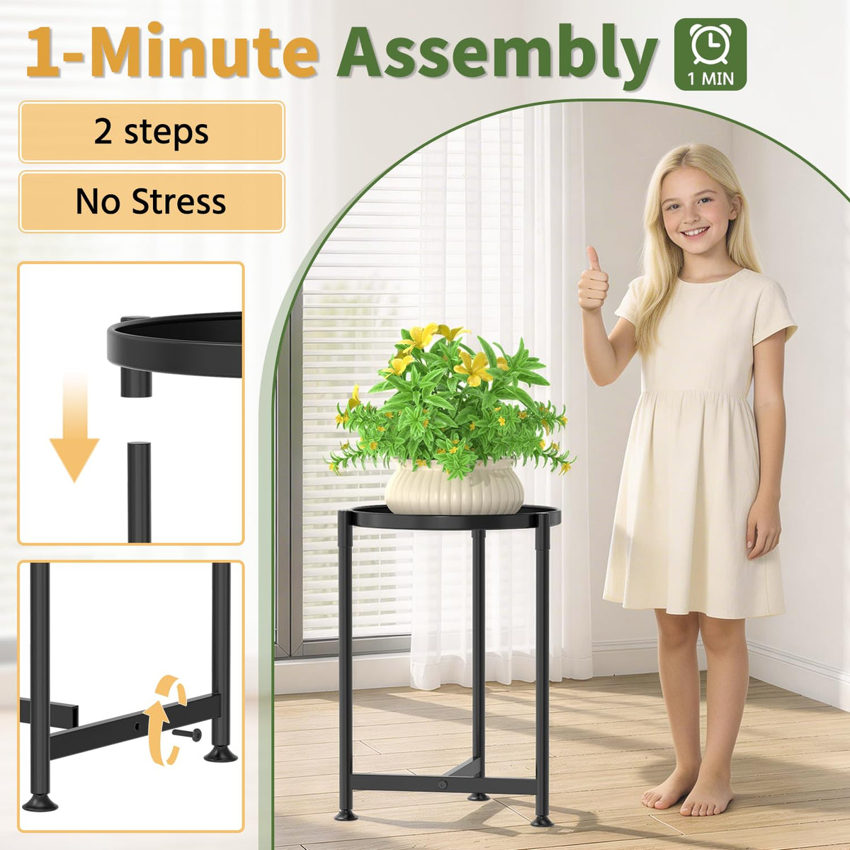 LASZOLA plant stand with rust-resistant finish stays pristine