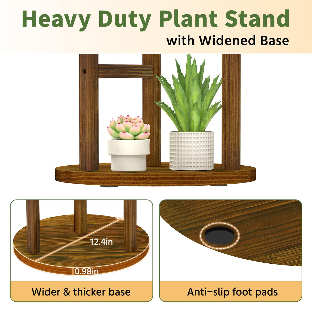 LASZOLA rustic finish wood plant stand fits living room or patio