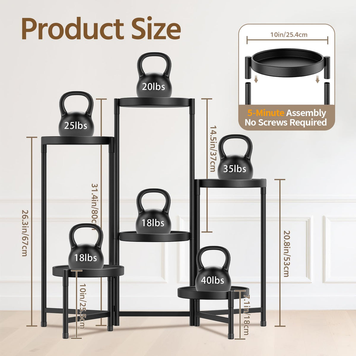 LASZOLA tall plant stand for indoor-outdoor use improves light exposure.