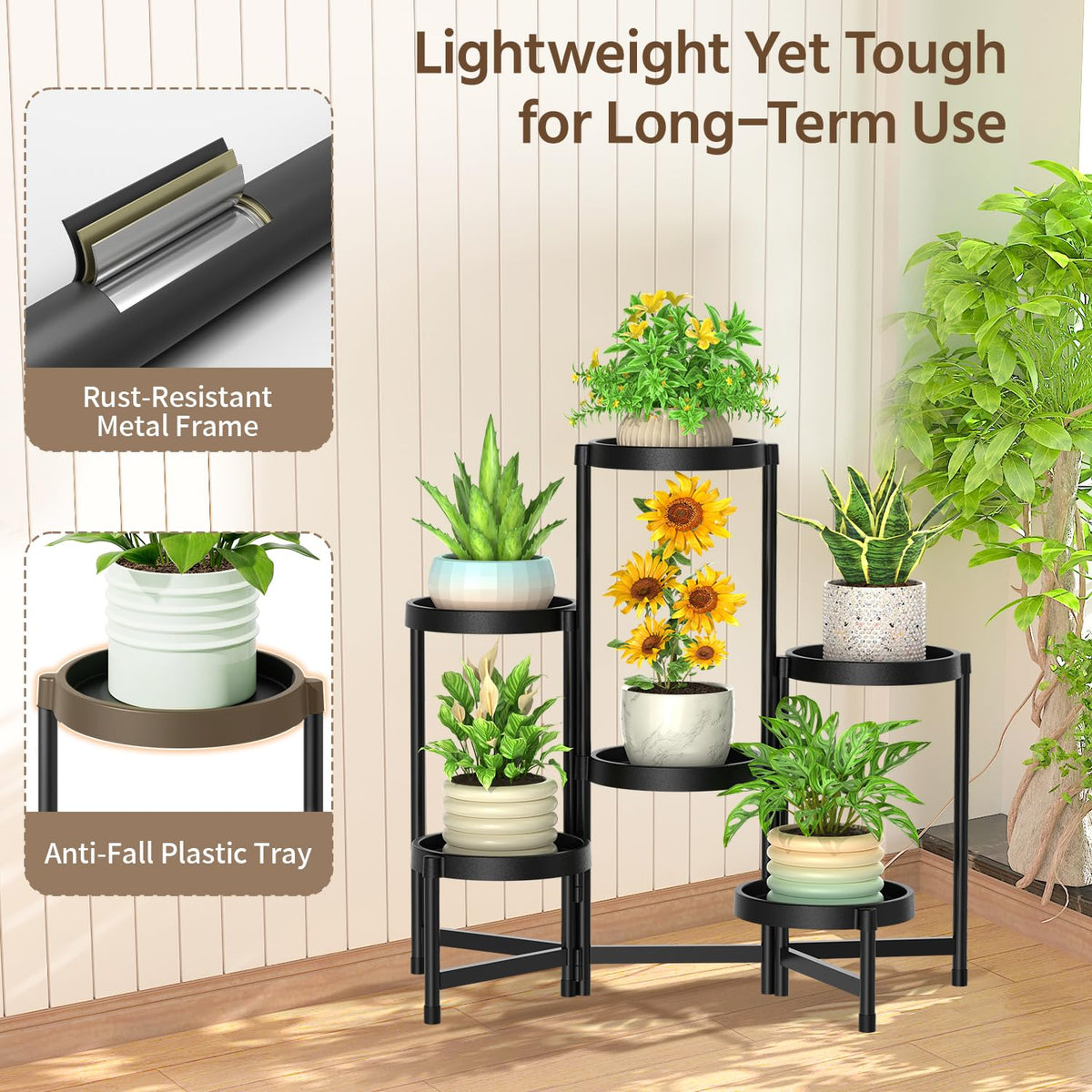 LASZOLA tiered display improves light and airflow for every plant.