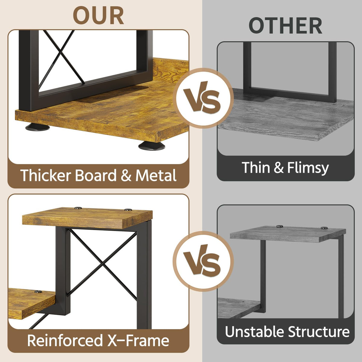 LASZOLA wood-metal close-up reveals durable materials and finish.