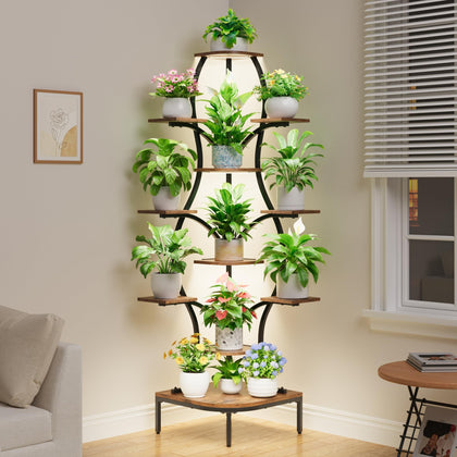 LATIBELL 72 inch corner stand with grow light supporting vertical greenery in a bright living space