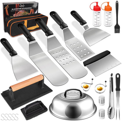 Latiret long spatula for quick flips on a hot griddle, enhances control.