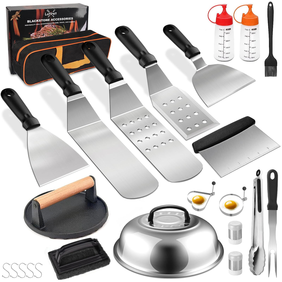 Latiret long griddle spatula for easy flipping on flat tops