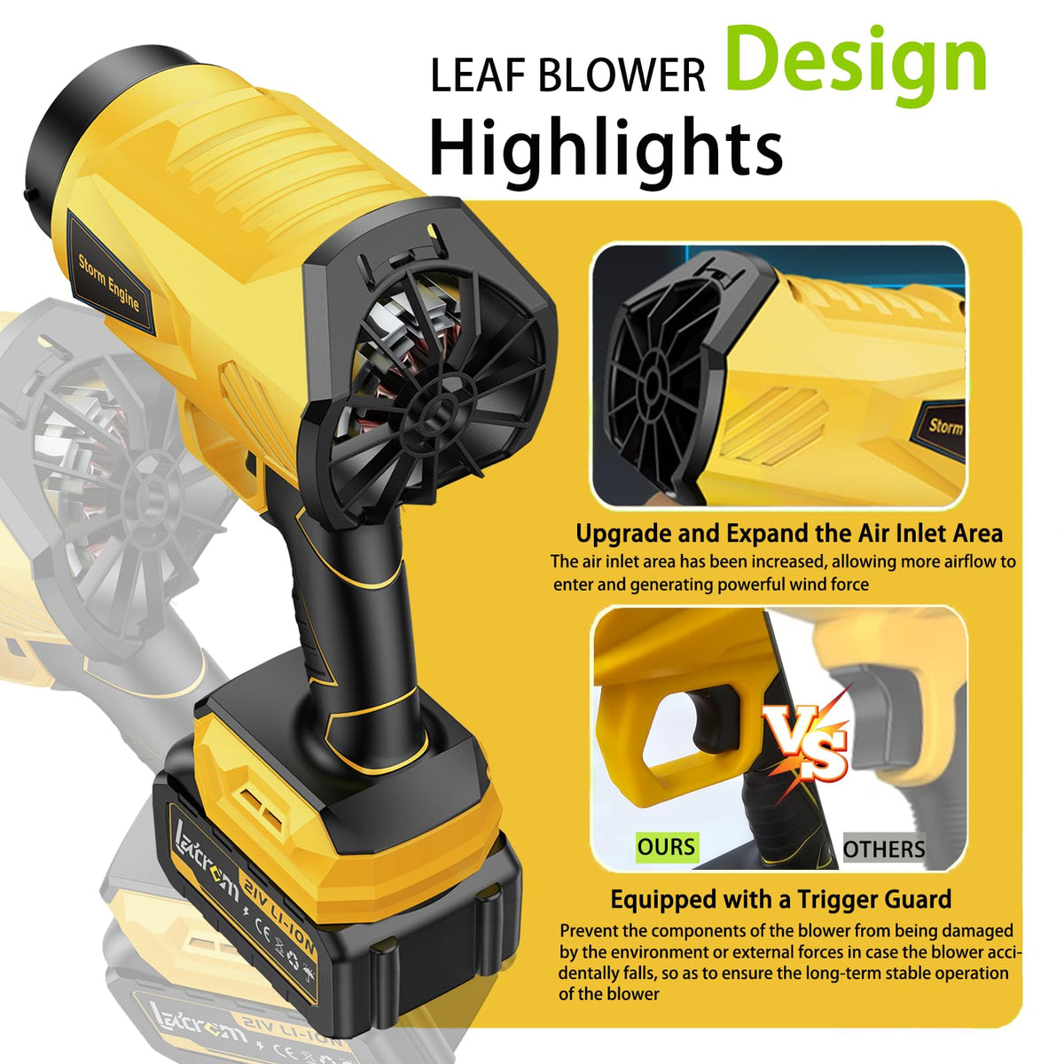 Latrcm leaf blower extension nozzle reaches gutters and corners.