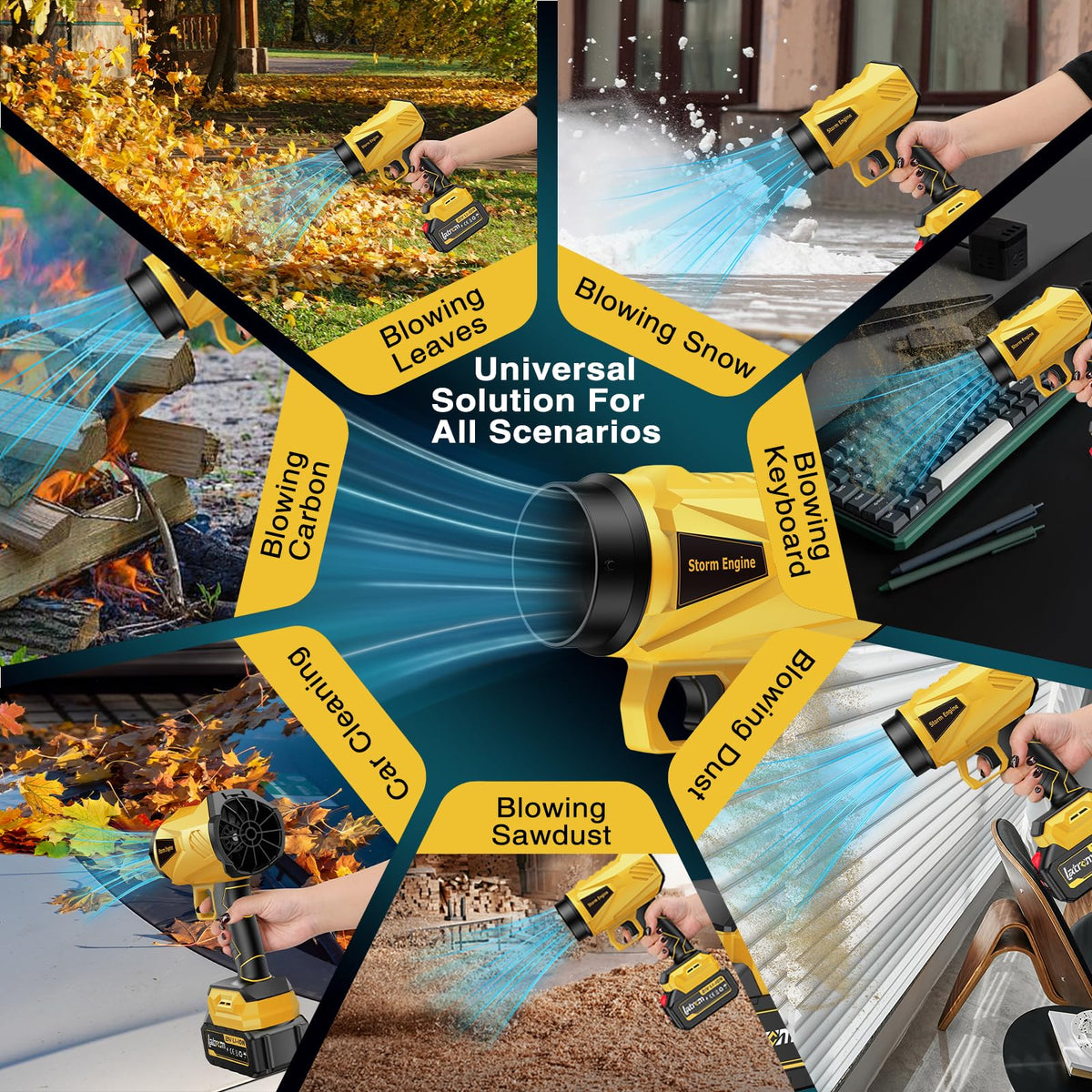 Latrcm leaf blower yard cleaning powers through leaves and dust.