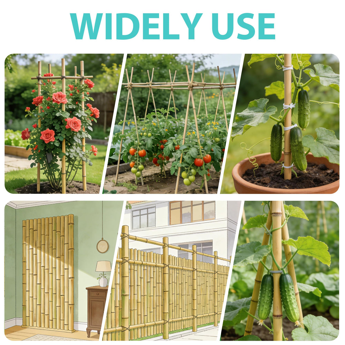 LATUXE bamboo stakes durable bamboo for long-lasting garden support.