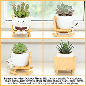 LAUGOKOBE Smily Face Reading Book Planter adds whimsy to shelves