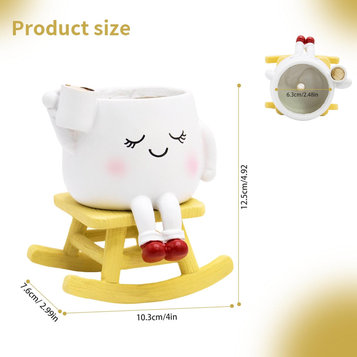 LAUGOKOBE Small plants planter ideal for succulents and herbs on shelves
