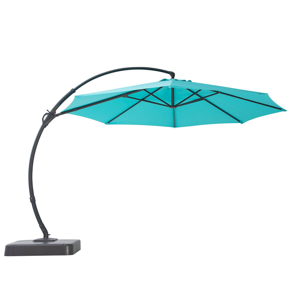 LAUSAINT HOME turquoise 11ft umbrella overview providing wide patio shade
