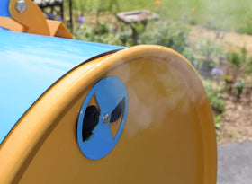 LavaLock 12in pinwheel damper enables major airflow control for large pits.