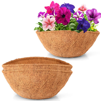 LAVEVE Coco Coir Liner 14-inch round for hanging baskets enhances soil moisture and airflow