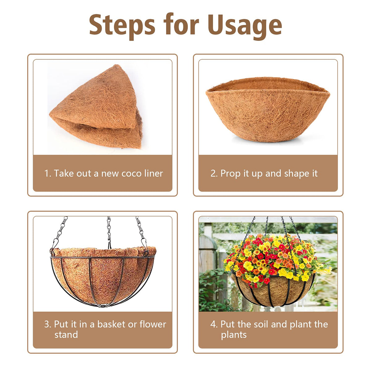 LAVEVE Coco Coir Liner 2-pcs pack for multiple baskets