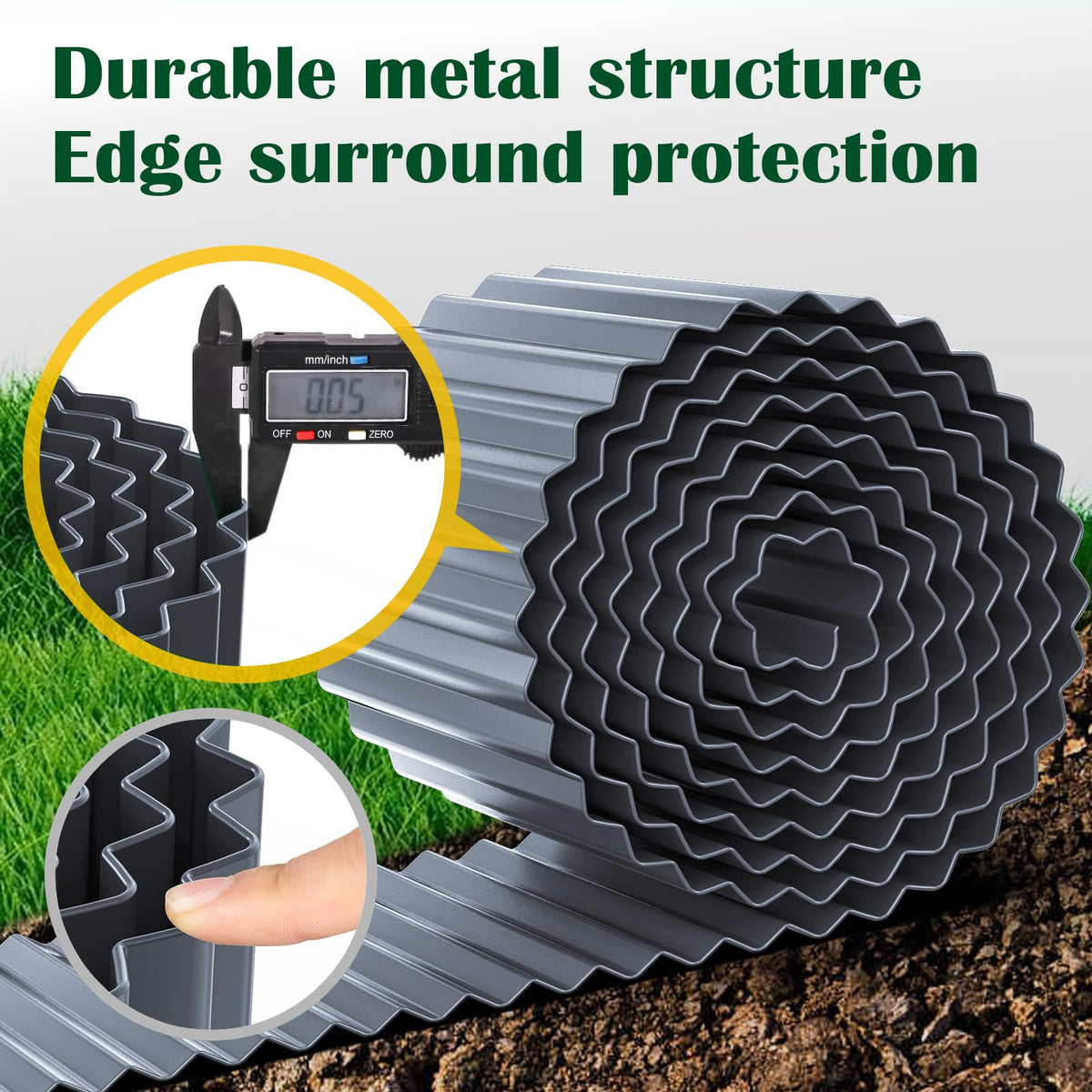 LAVEVE corrugated metal edging for flower beds creates clean bed edges in dark gray