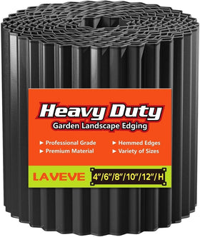 LAVEVE corrugated metal garden edging in black defines borders with durable construction