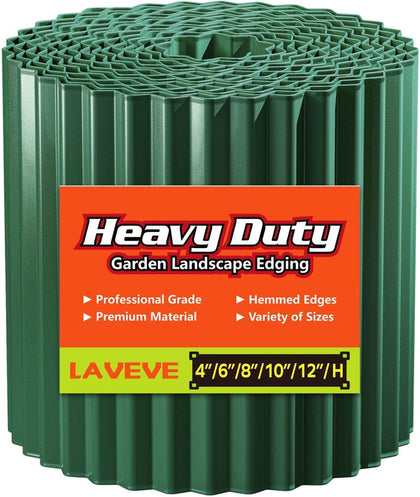 LAVEVE corrugated metal garden edging creates a durable green lawn border.