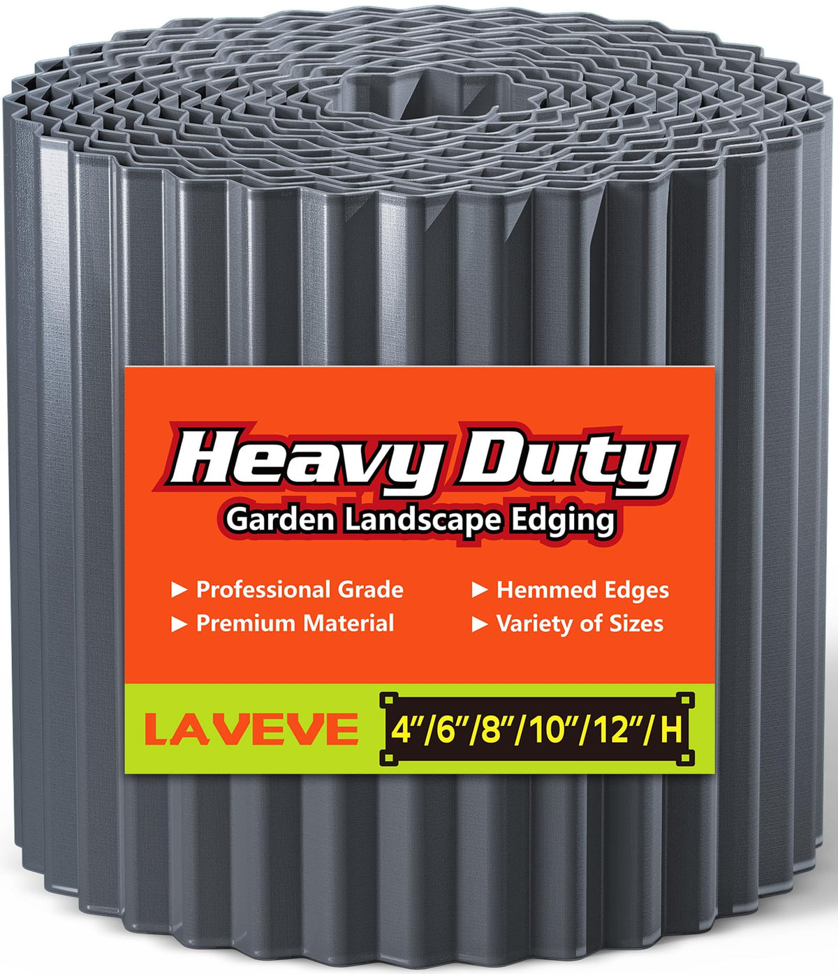 LAVEVE corrugated metal garden edging defines a durable lawn border in dark gray