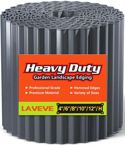 LAVEVE corrugated metal garden edging defines a durable lawn border in dark gray